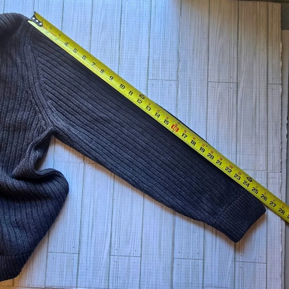 Duluth Trading Co. Mens 2XL Gray Ribbed‎ Knit Shawl Collar Button Sweater